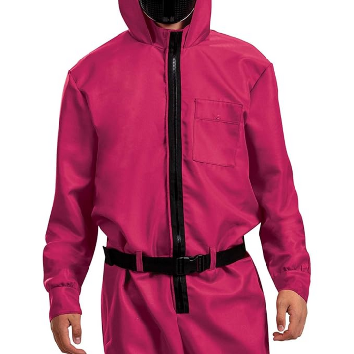 Halloween survival game Costume Hooded Jumpsuit with Full Face Mask and Belt