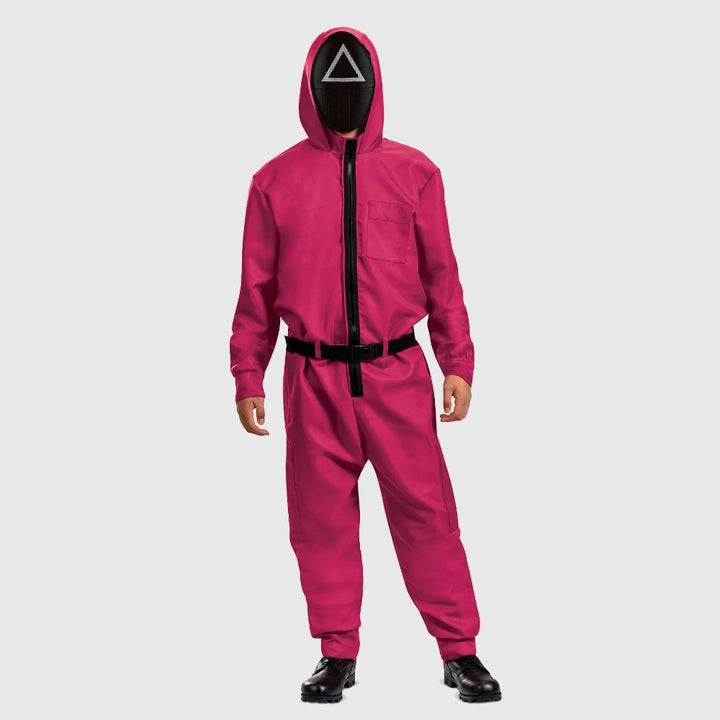 Halloween survival game Costume Jumpsuit with Mesh and Belt Party Outfit