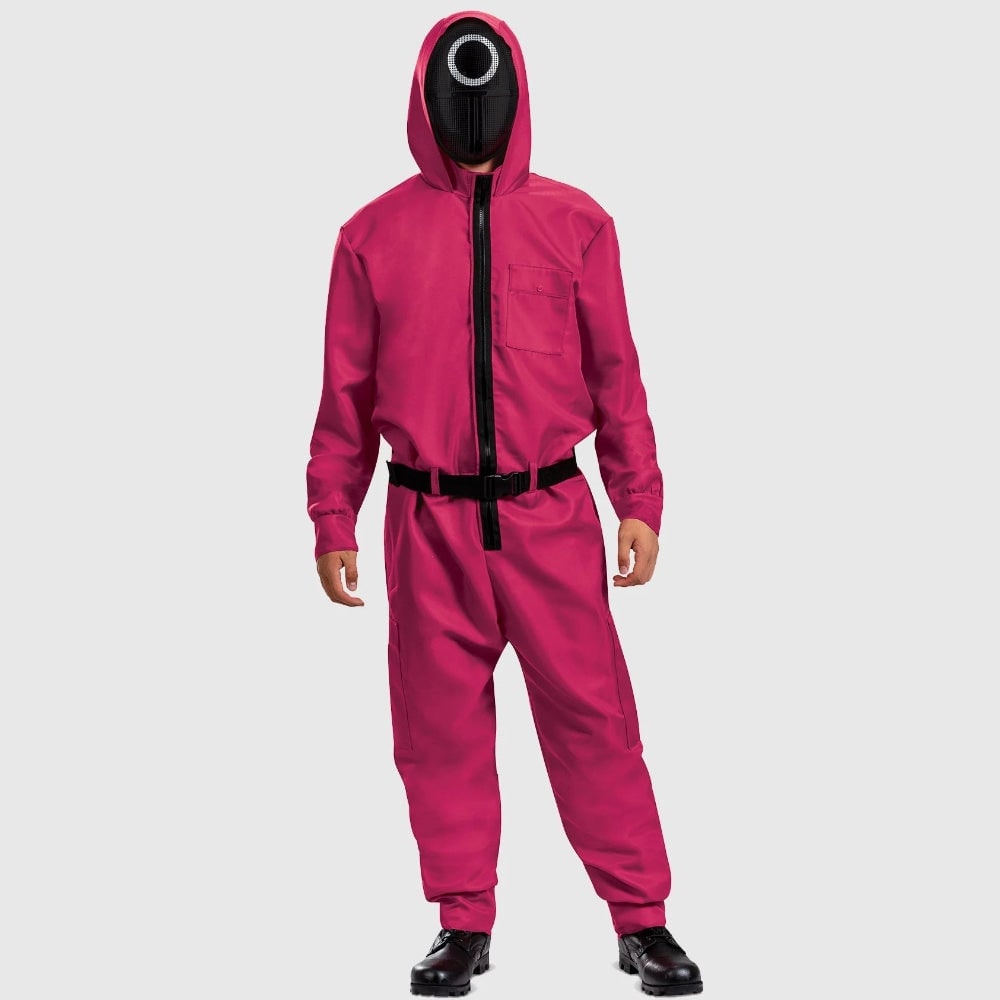 Halloween survival game Costume Jumpsuit with Mesh and Belt Party Outfit