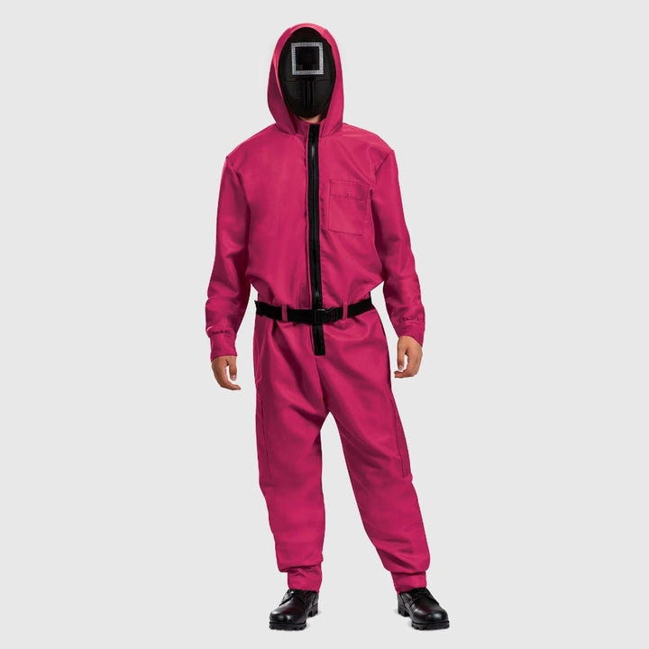Halloween survival game Costume Jumpsuit with Mesh and Belt Party Outfit