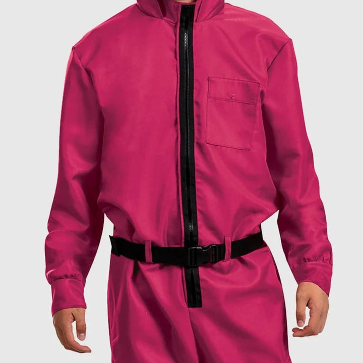 Halloween survival game Costume Jumpsuit with Mesh and Belt Party Outfit