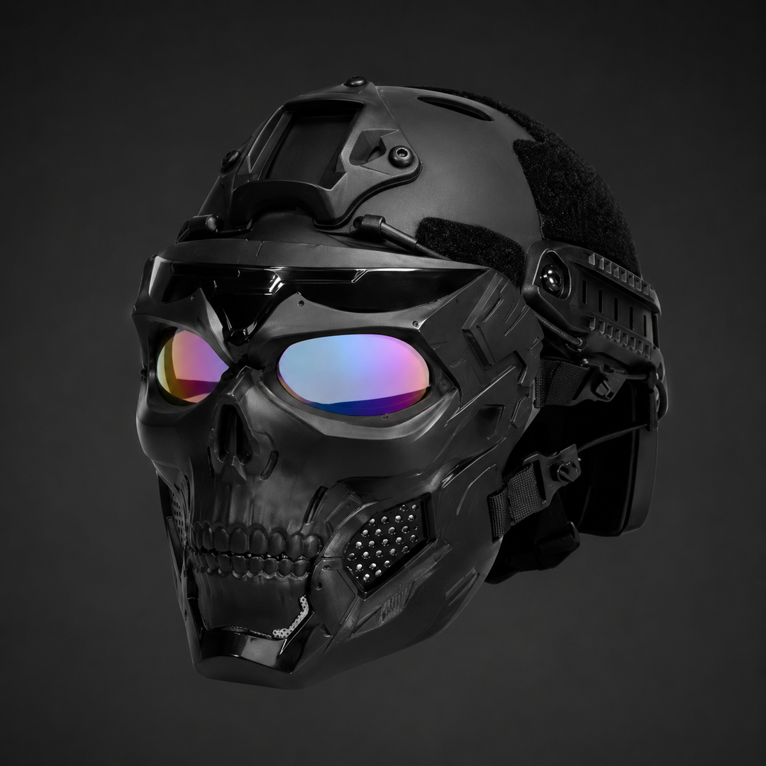 Halloween Tactical Skull Mask and Face with Integrated Goggles for Airsoft Paintball Costume Party