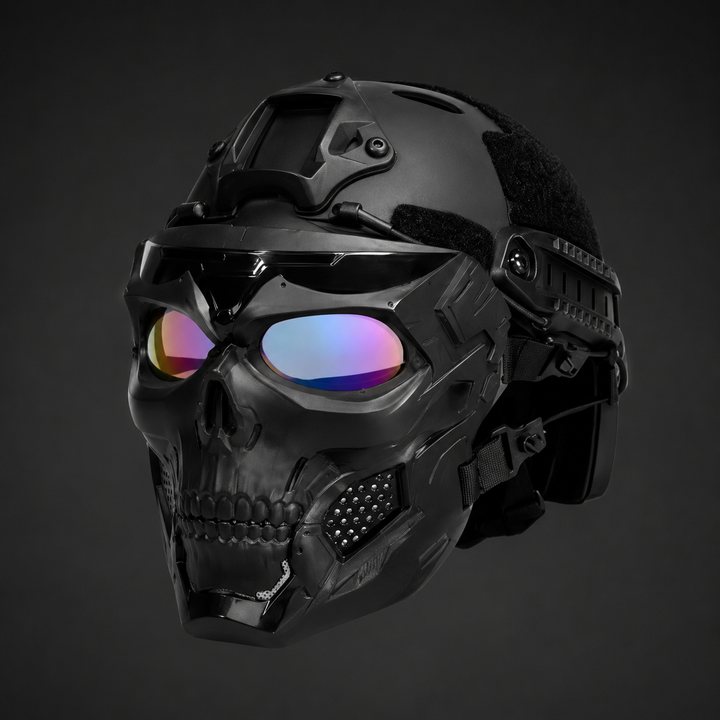 Halloween Tactical Skull Mask and Face with Integrated Goggles for Airsoft Paintball Costume Party