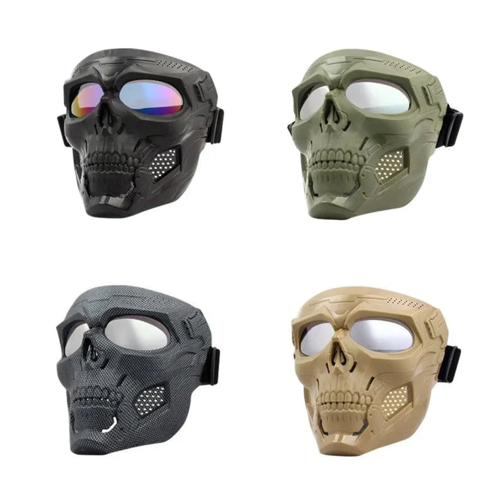 Halloween Tactical Skull Mask and Face with Integrated Goggles for Airsoft Paintball Costume Party