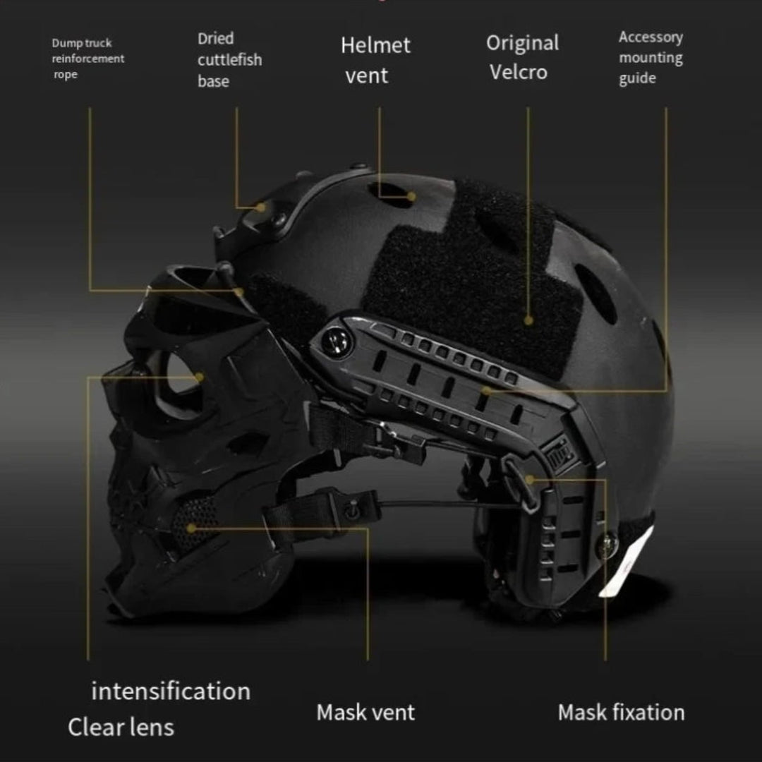 Halloween Tactical Skull Mask and Face with Integrated Goggles for Airsoft Paintball Costume Party