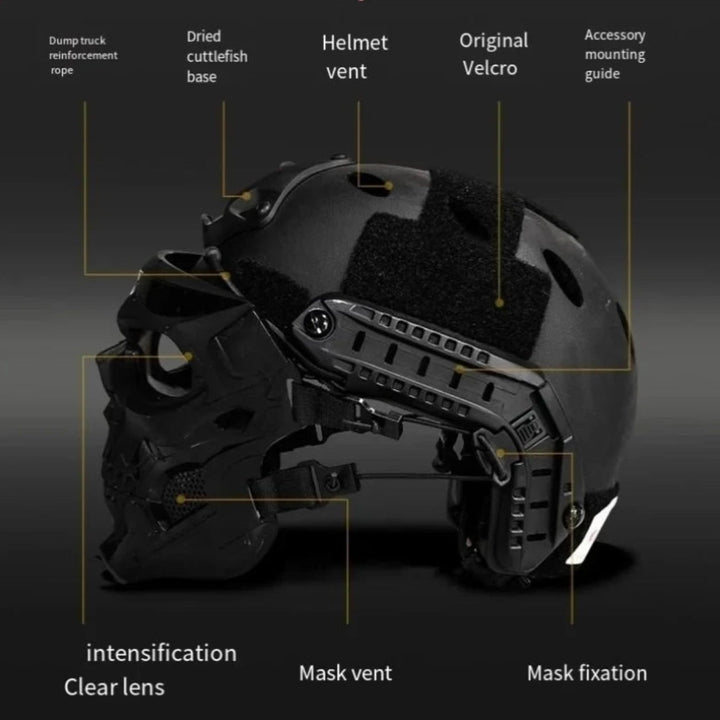 Halloween Tactical Skull Mask and Face with Integrated Goggles for Airsoft Paintball Costume Party
