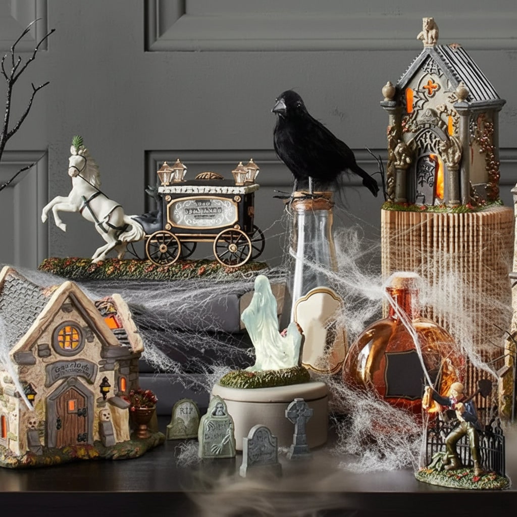 Halloween Tombstones and Yard Gravestones Set with Graveyard Decorations for Outdoor Display