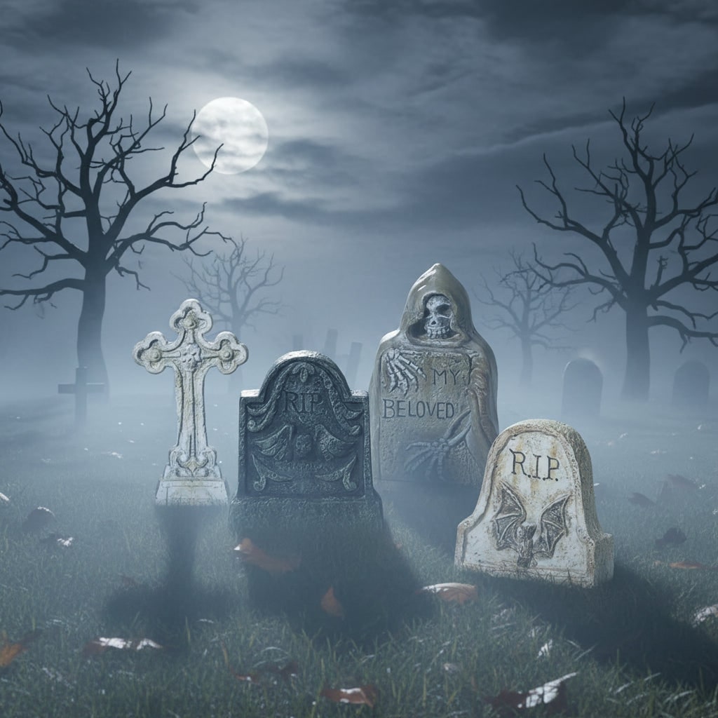Halloween Tombstones Miniature Resin Grave Decorations for Party and Tabletop Display