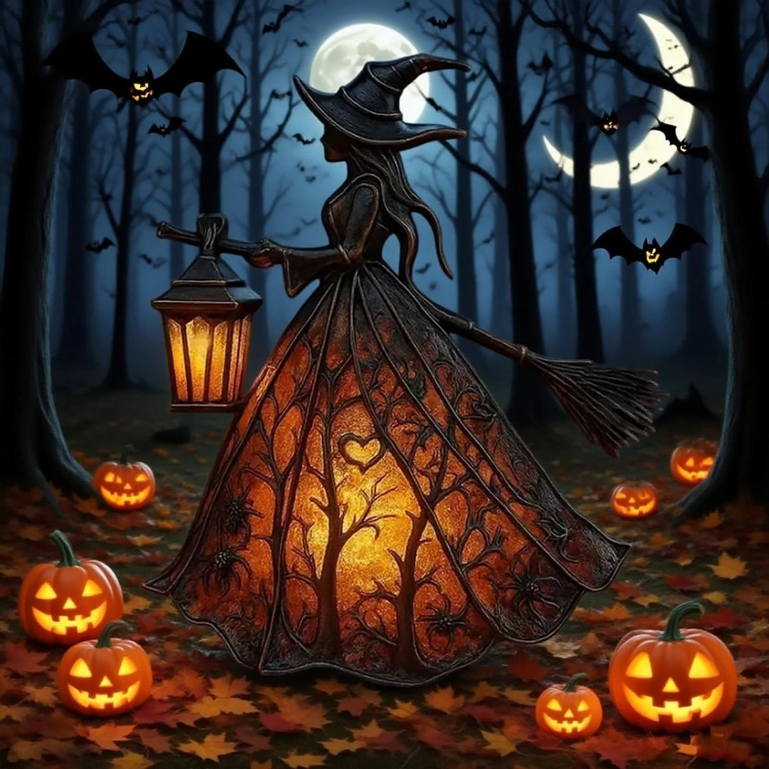 Halloween Witch Decorations Lamp with LED Light for Indoor Decor and Party Outdoor