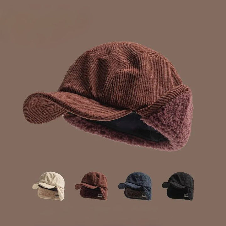 Corduroy Earflap Cap Winter Hat