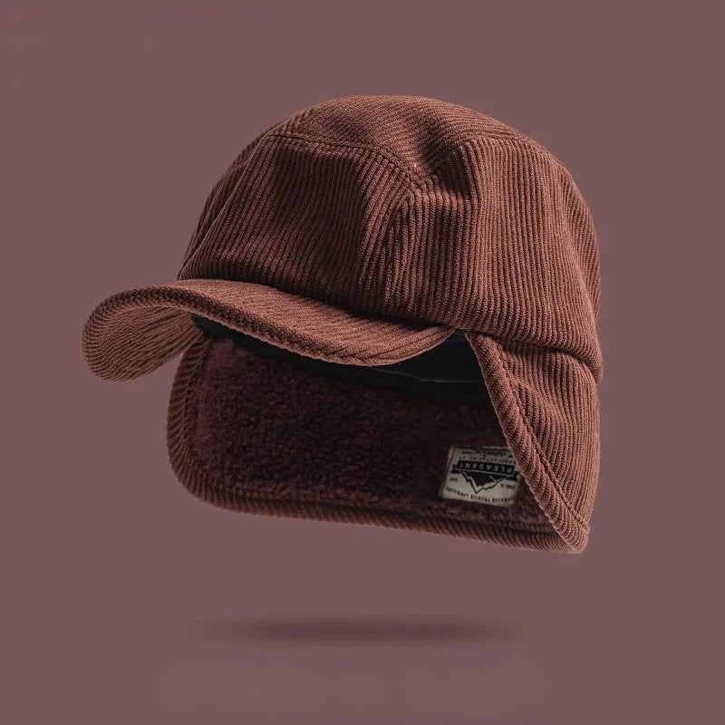 Corduroy Earflap Cap Winter Hat