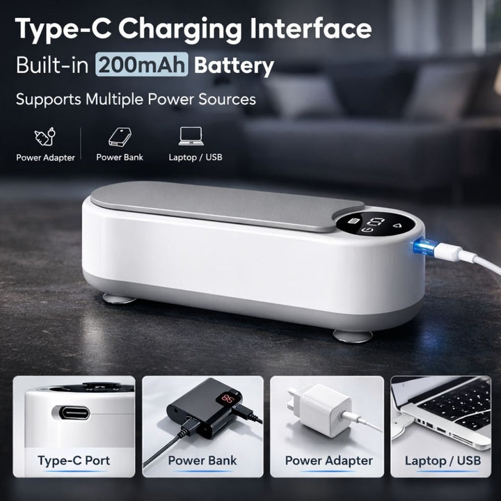 Ultrasonic Portable Glasses and Jewelry Cleaner for Eyeglasses Watches
