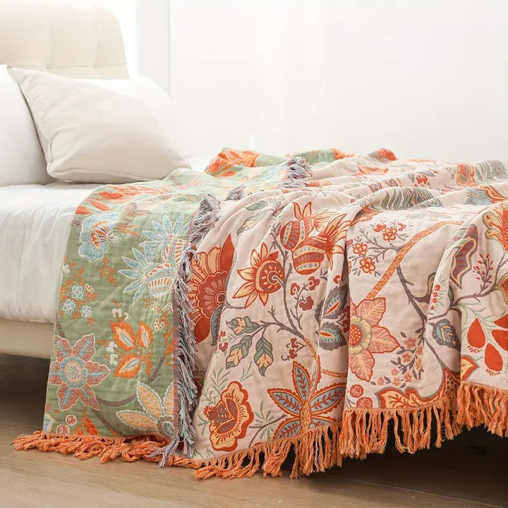 Cotton Throw Blanket Floral Pattern Sofa Cover Blanket