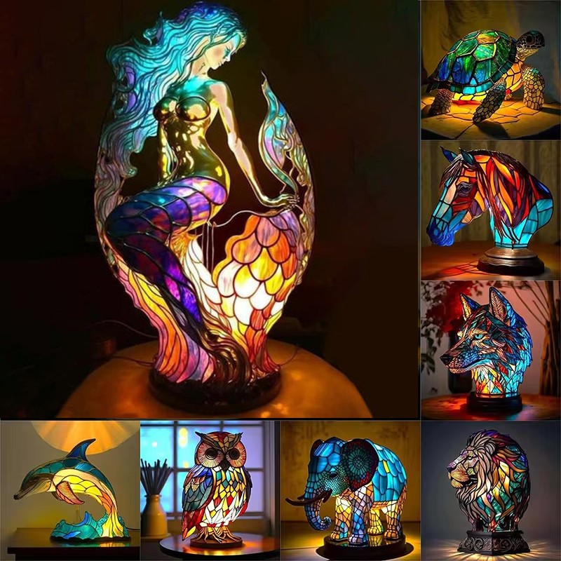 Animal LED Acrylic Lamp 3D Light with Turtle Owl Lion Mermaid Shapes 12 Options