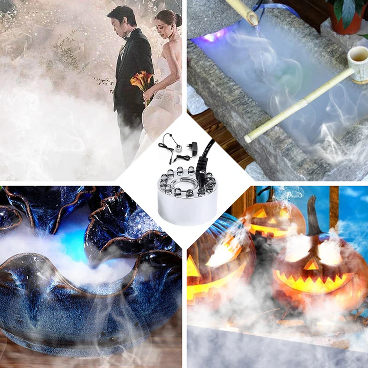LED Fogger Machine Mist Maker with Color-Changing Light Fixture