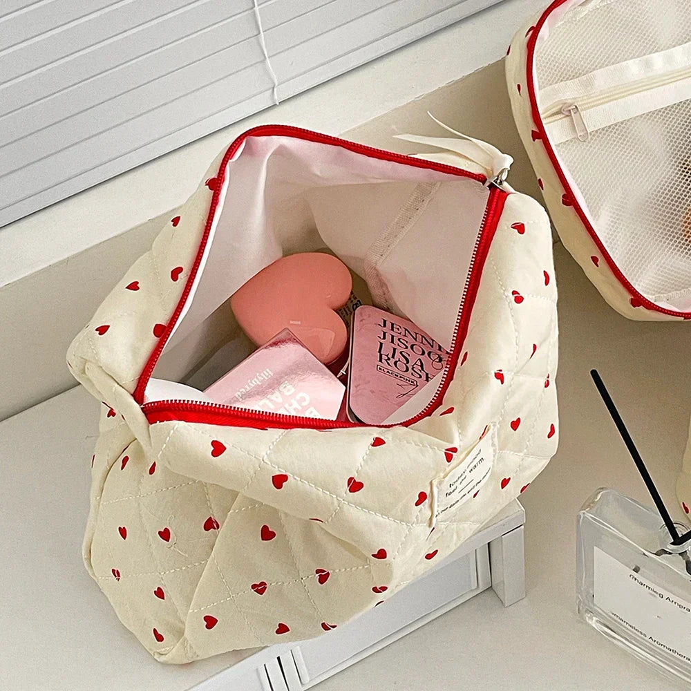 3 Piece Quilted Makeup Bag Set Travel Cosmetic Organizer Pouches