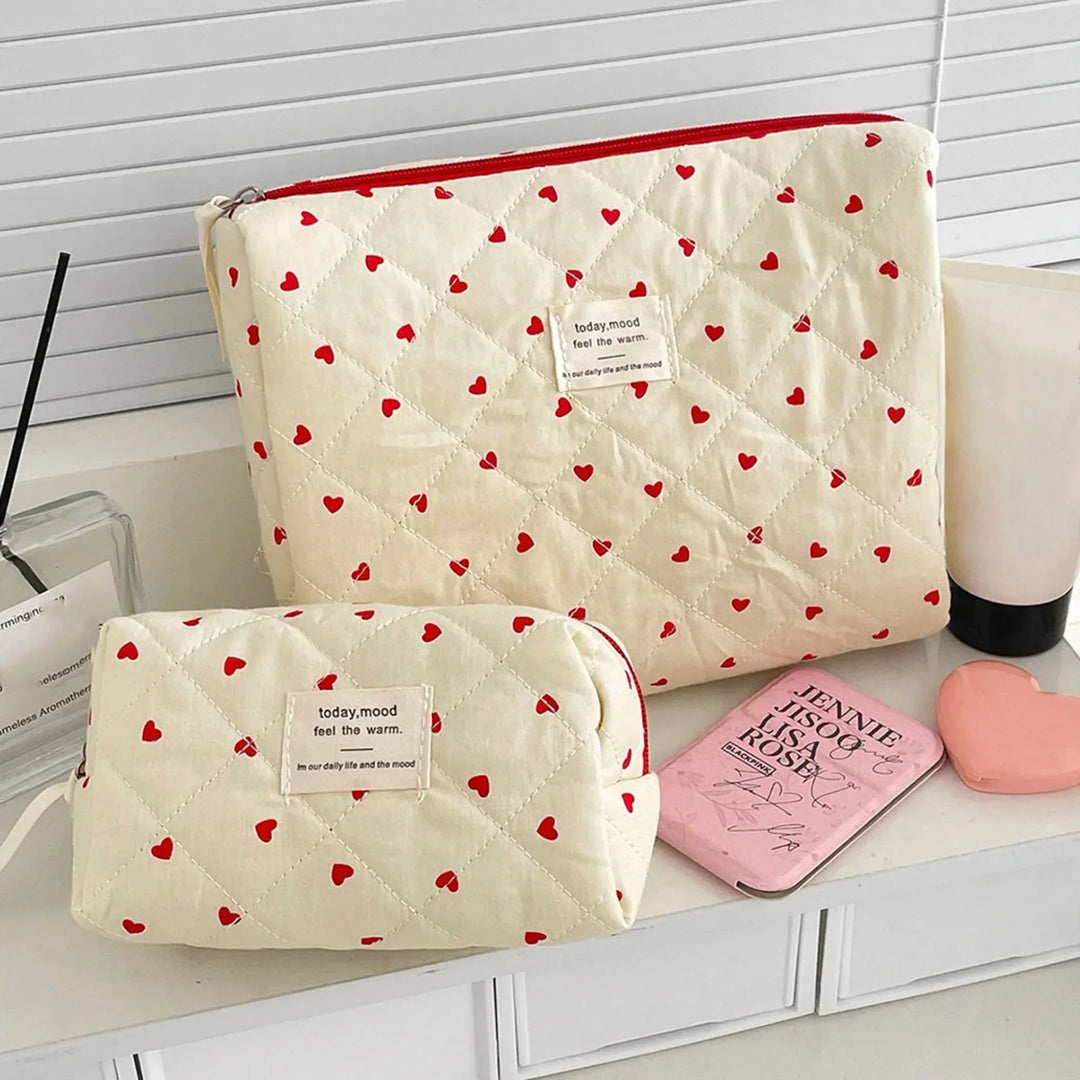 3 Piece Quilted Makeup Bag Set Travel Cosmetic Organizer Pouches
