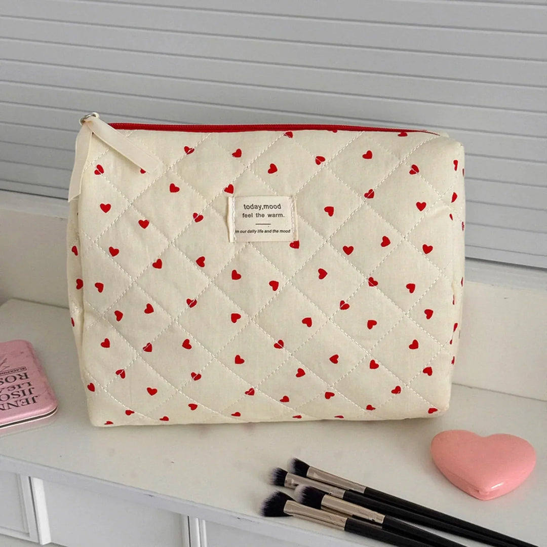 3 Piece Quilted Makeup Bag Set Travel Cosmetic Organizer Pouches