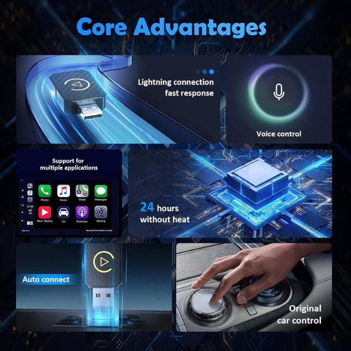 Wireless CarPlay Adapter Mini Compact USB Dongle for Car Integration