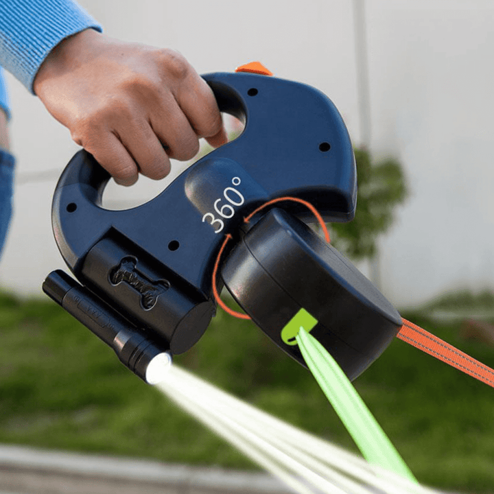 Double Dog Leash with LED Light Attachment