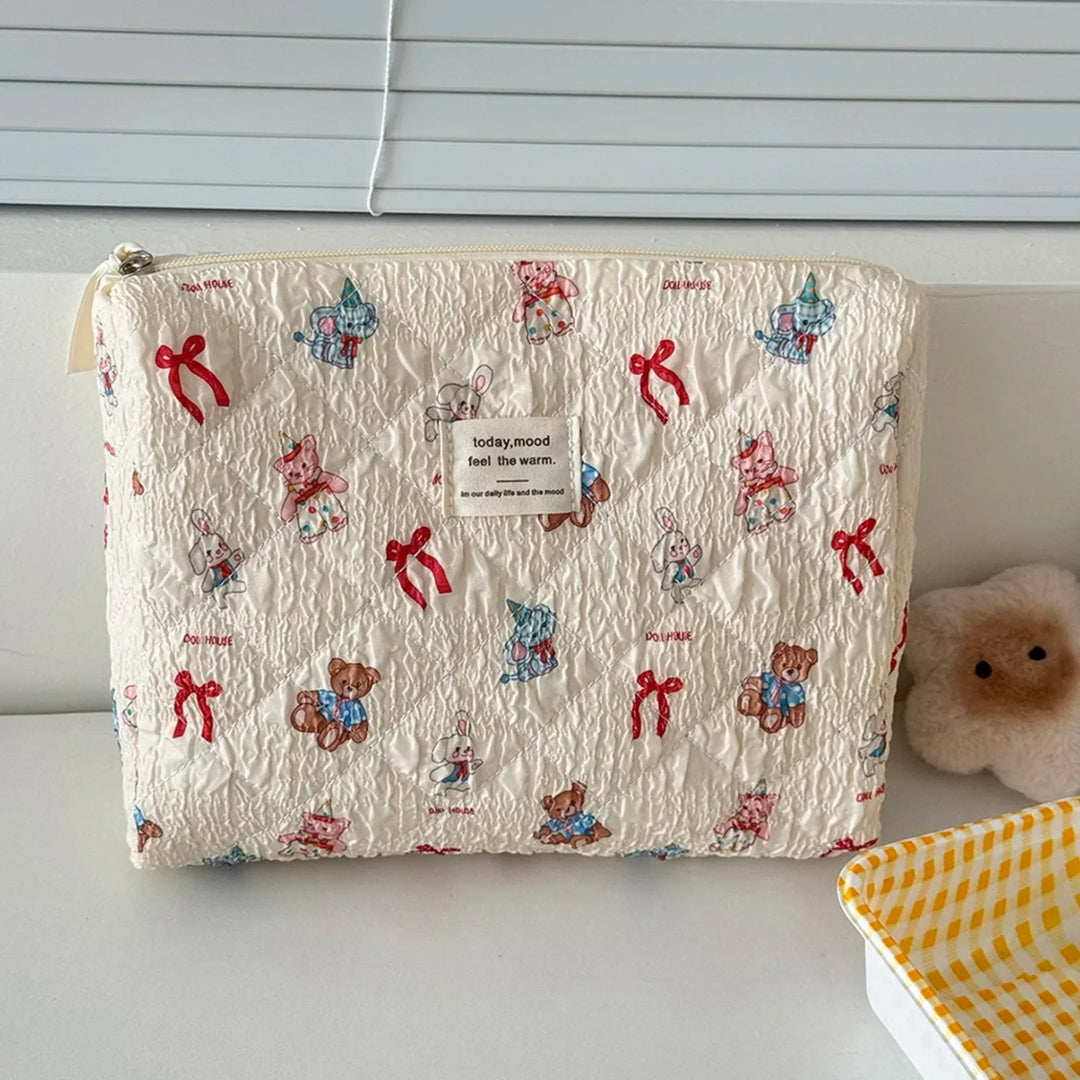 3-Piece Quilted Cartoon Cosmetic Bag Set