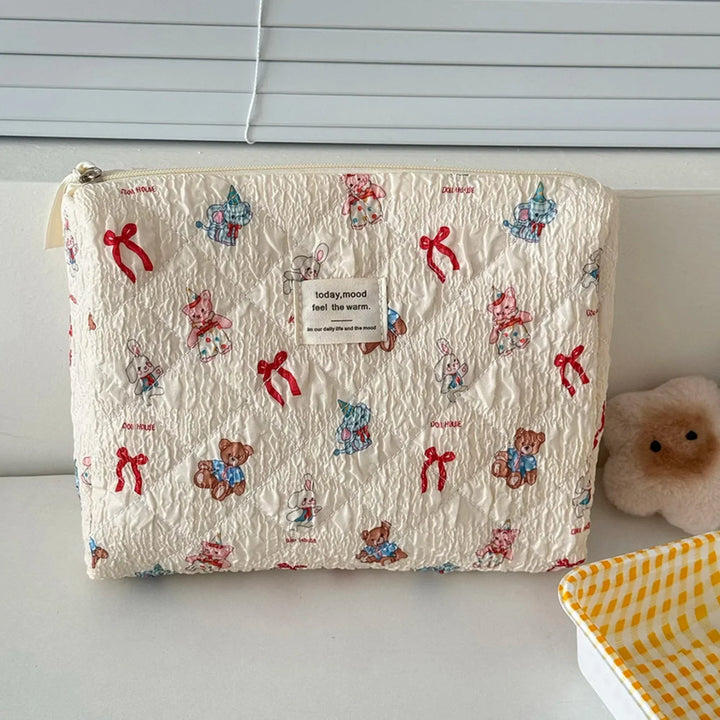 3-Piece Quilted Cartoon Cosmetic Bag Set