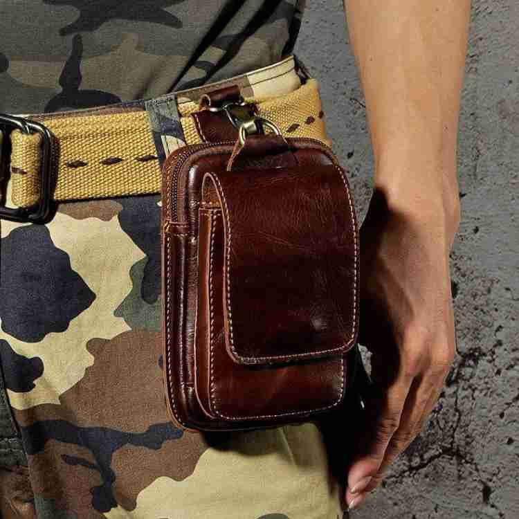 Men’s Leather Belt Bag Waist Pack Phone Holster Pouch