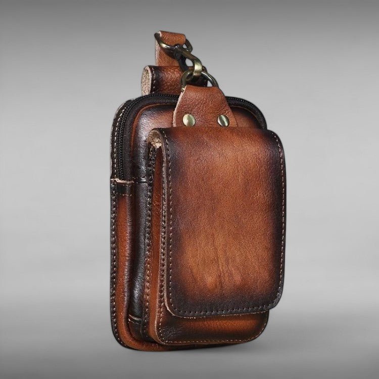 Men’s Leather Belt Bag Waist Pack Phone Holster Pouch