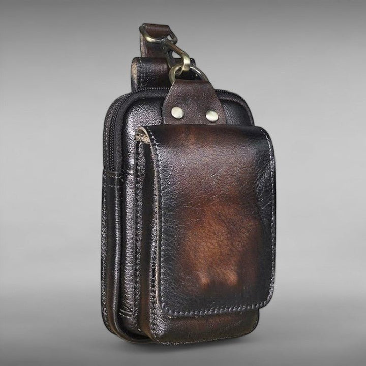 Men’s Leather Belt Bag Waist Pack Phone Holster Pouch