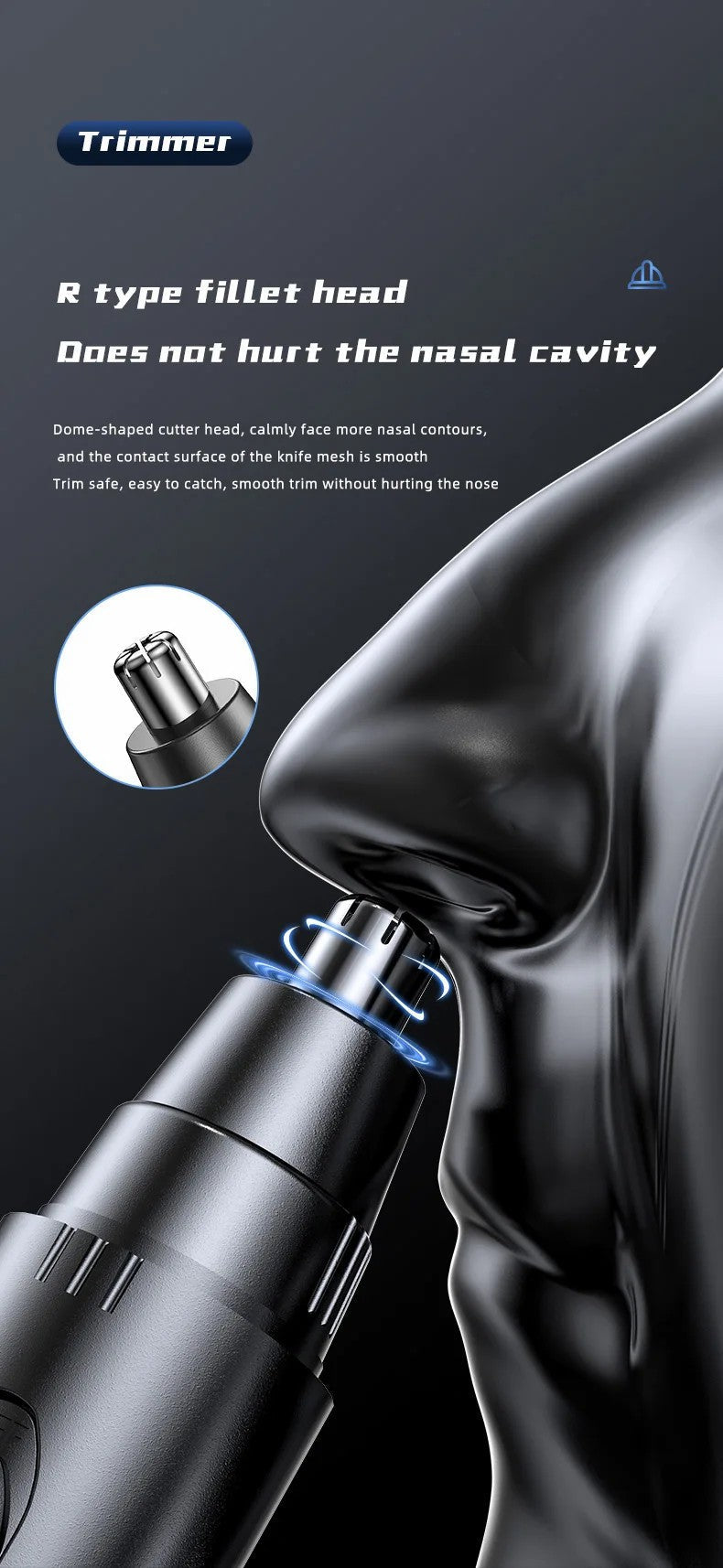 Nose and Ear Hair Trimmer Rechargeable Electric Personal Grooming Tool