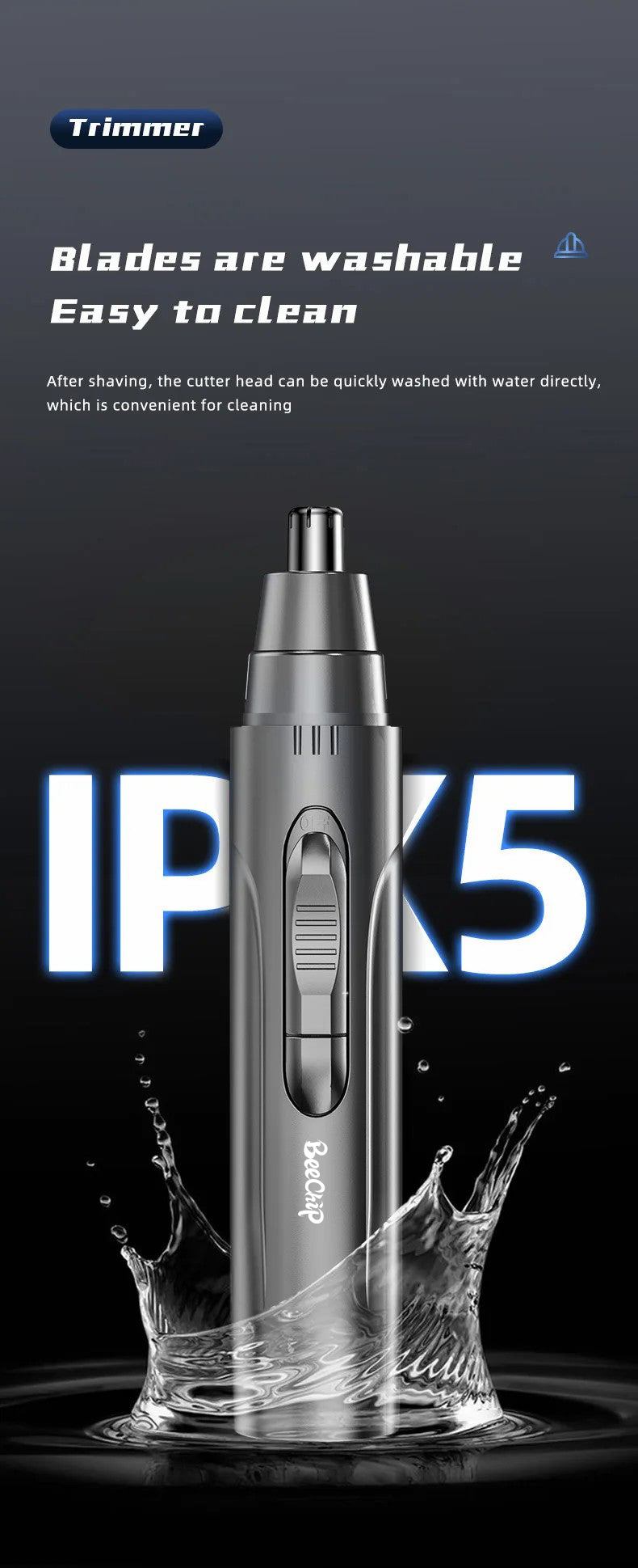 Nose and Ear Hair Trimmer Rechargeable Electric Personal Grooming Tool