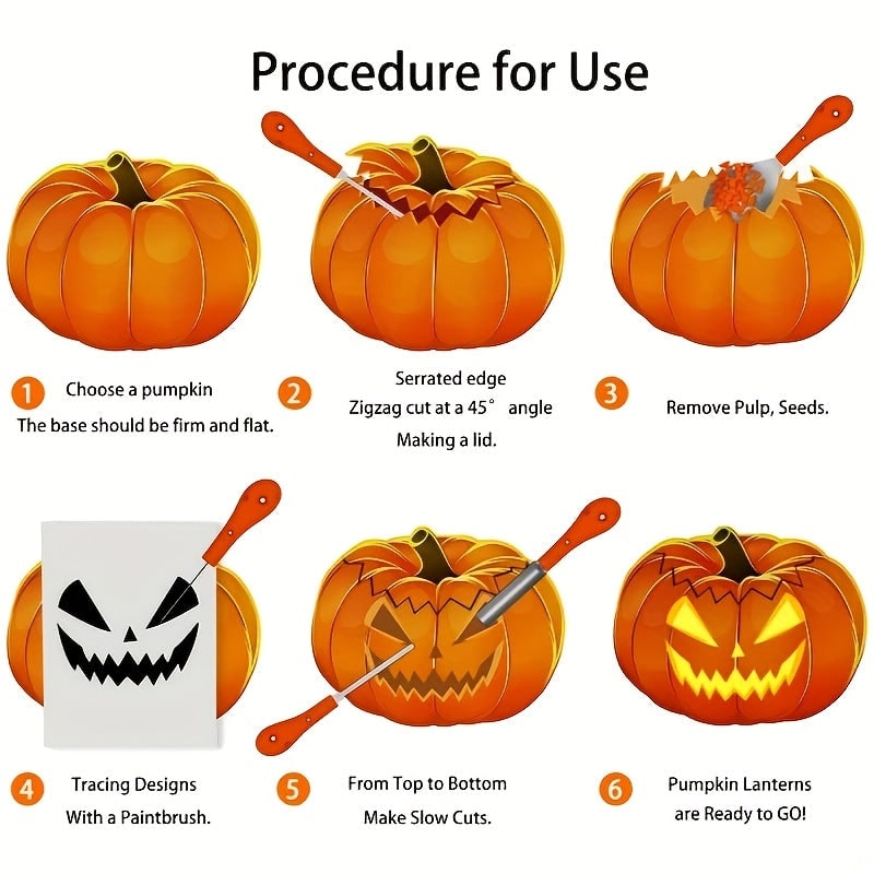 Pumpkin Carving Kit and Tools with Stainless Steel Saw Knife and 7-Piece Supplies Set