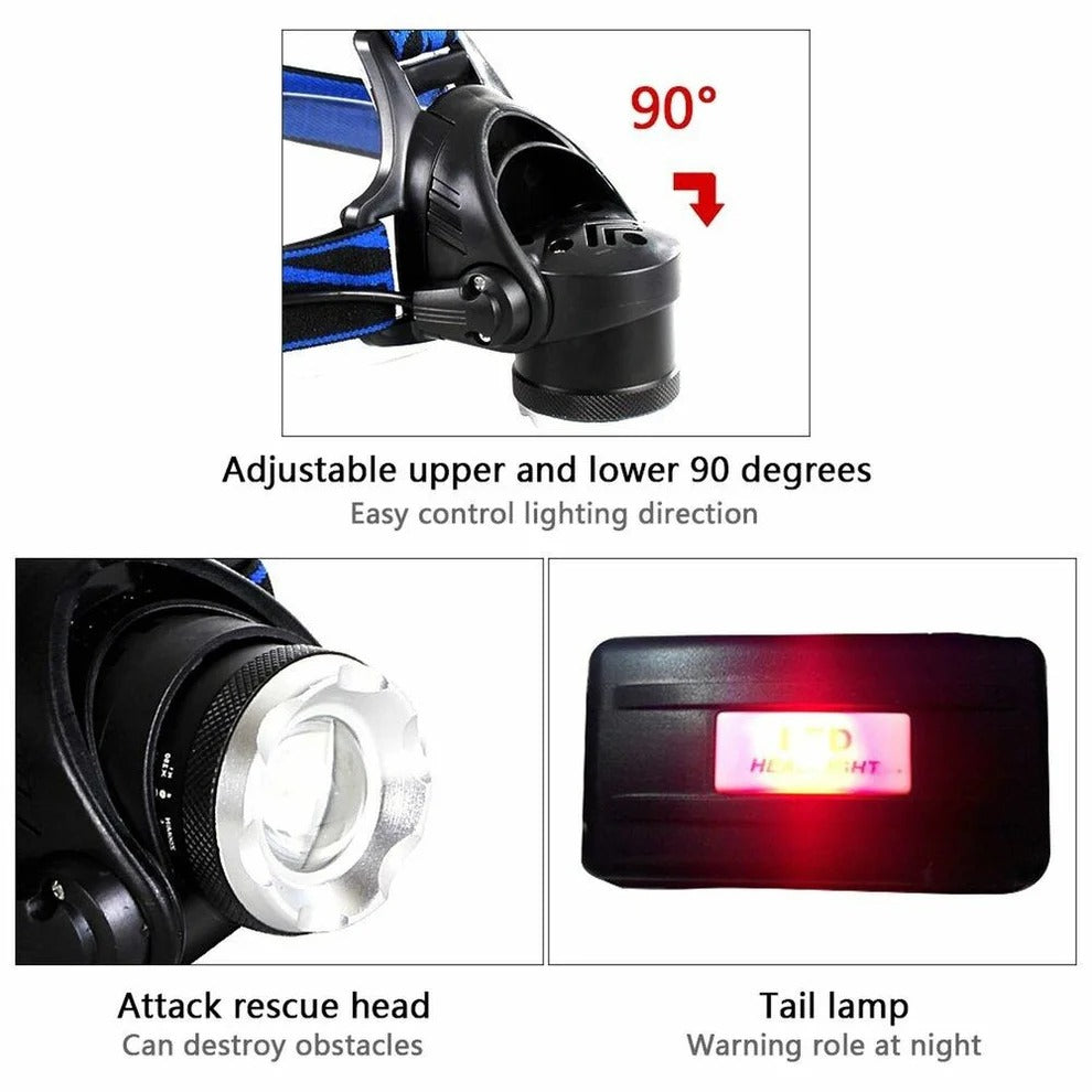 Rechargeable LED Headlamp 990000 Lumens