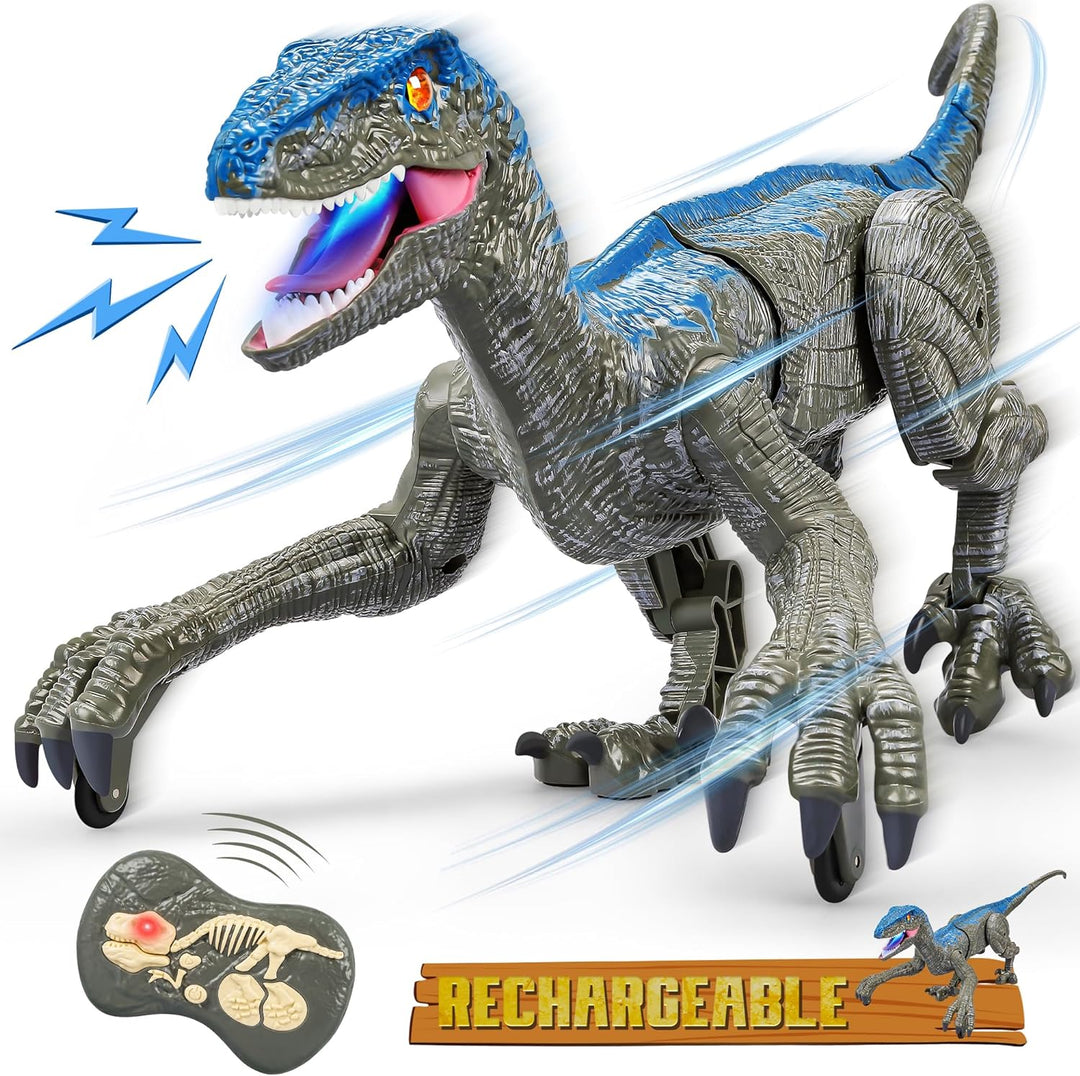 Remote Control Walking Dinosaur Toy Figure Light-Up RC Raptor