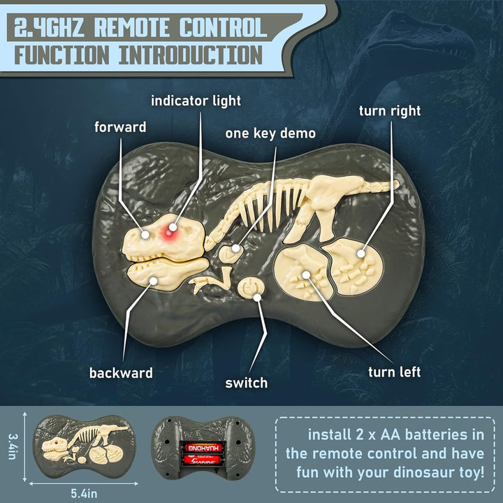 Remote Control Walking Dinosaur Toy Figure Light-Up RC Raptor