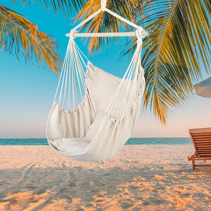 Hammock Hanging Rope Chair Swing Seat with Pillows Patio Camping