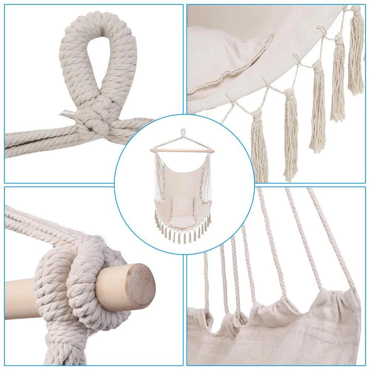 Hanging Rope Hammock Chair Swing Seat for Garden Patio Porch Camping