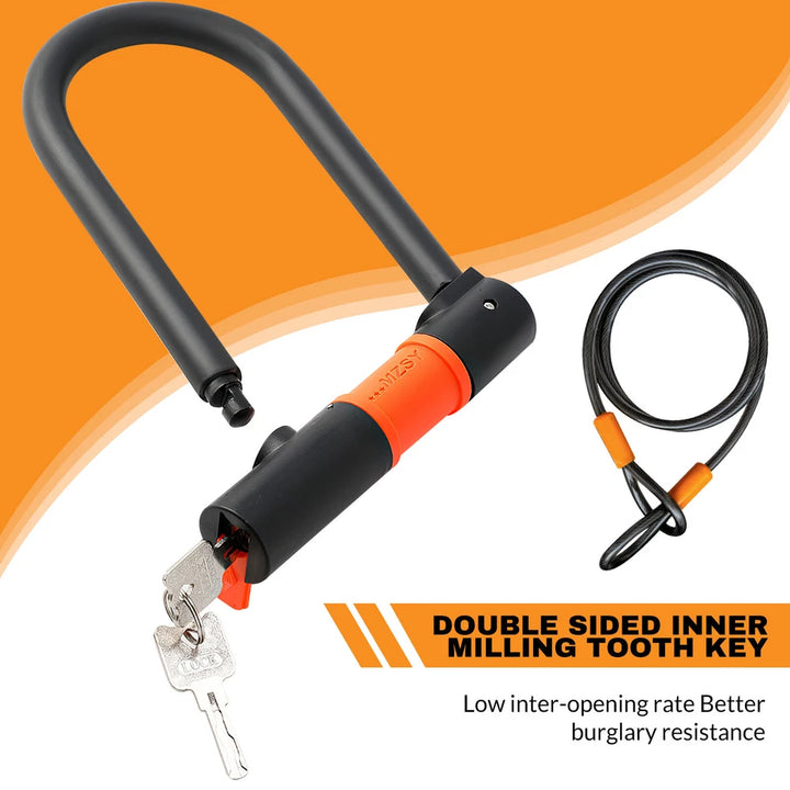 U Lock Bicycle Bike Lock with Steel Security Cable 16mm Heavy Duty