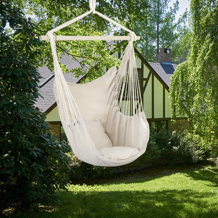Hammock Hanging Rope Chair Swing Seat with Pillows Patio Camping