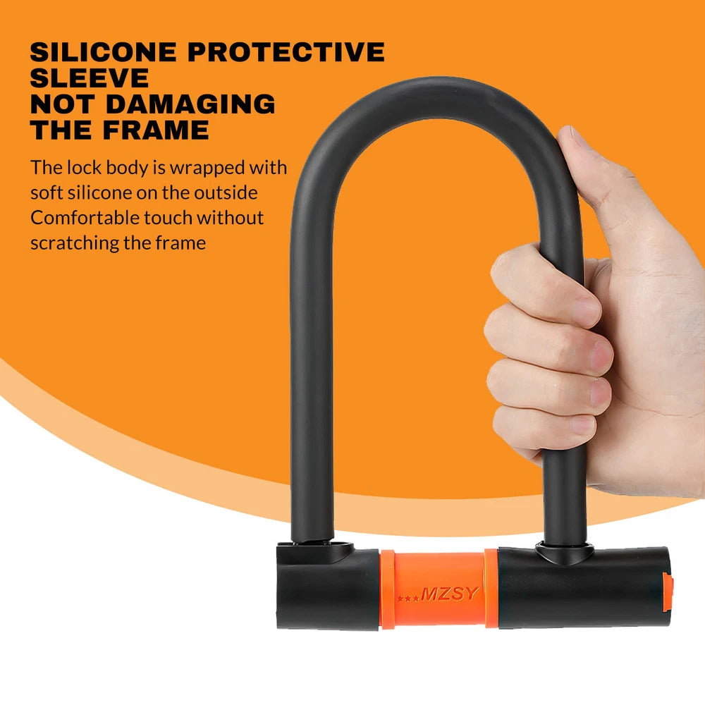 U Lock Bicycle Bike Lock with Steel Security Cable 16mm Heavy Duty
