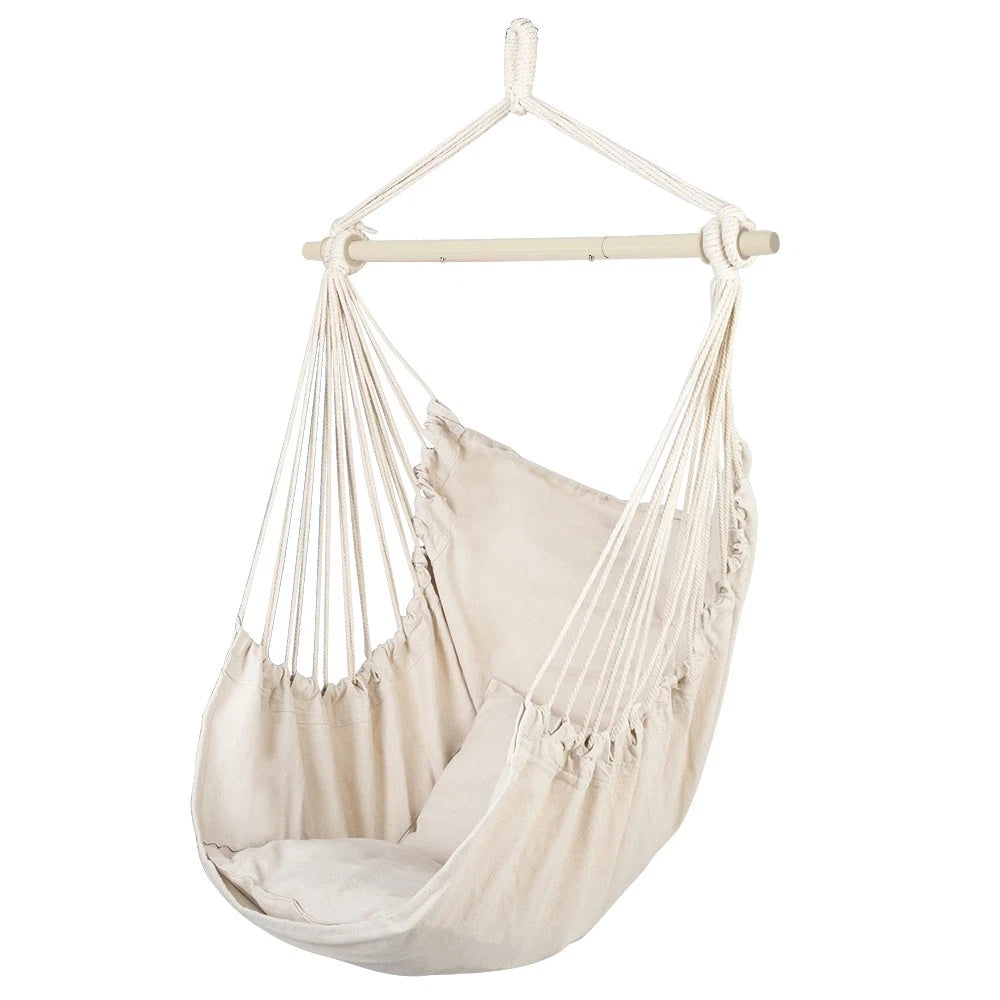 Hammock Hanging Rope Chair Swing Seat with Pillows Patio Camping