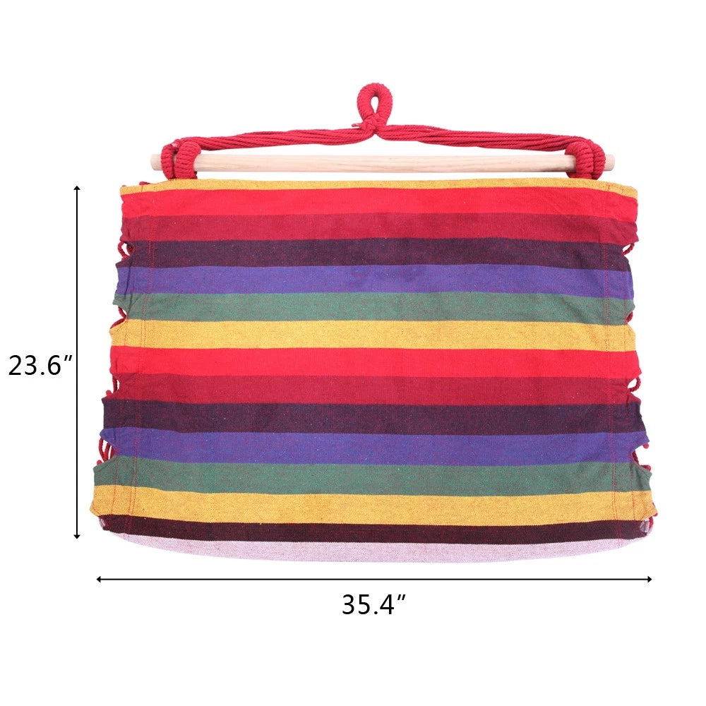 Hanging Rope Rainbow Chair Swing Hammock with Pillows for Porch Patio Yard