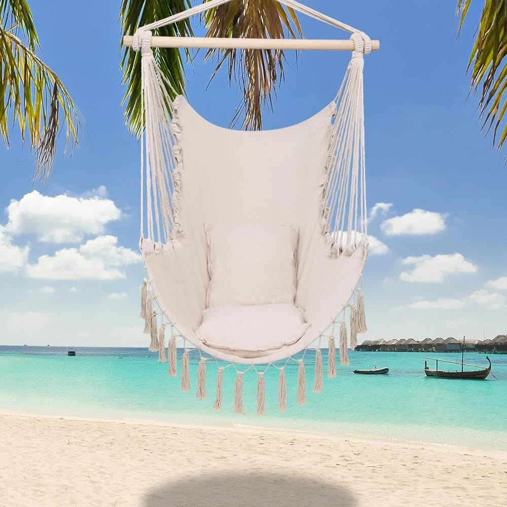 Hanging Rope Hammock Chair Swing Seat for Garden Patio Porch Camping