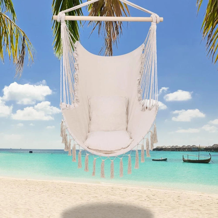 Hanging Rope Hammock Chair Swing Seat for Garden Patio Porch Camping