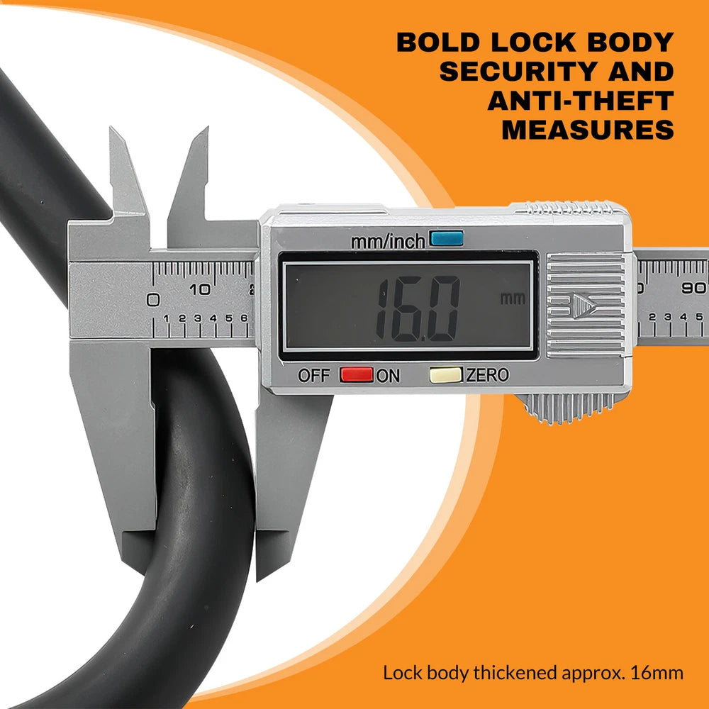 U Lock Bicycle Bike Lock with Steel Security Cable 16mm Heavy Duty