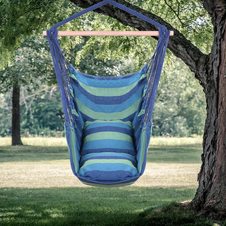 Hanging Hammock Chair with Cushion Indoor Outdoor Swing Seat