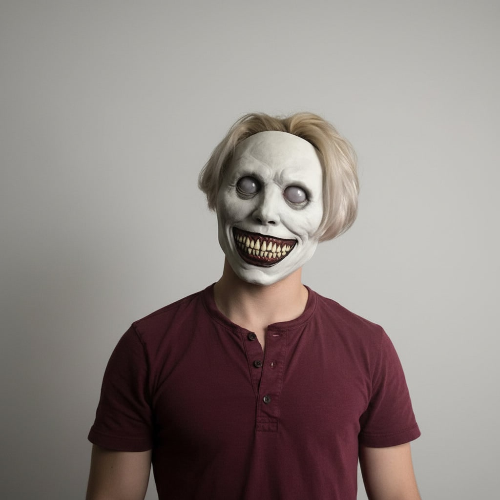 Scary Halloween Mask Creepy Demon Full Face with Pointed Teeth for Party Clown