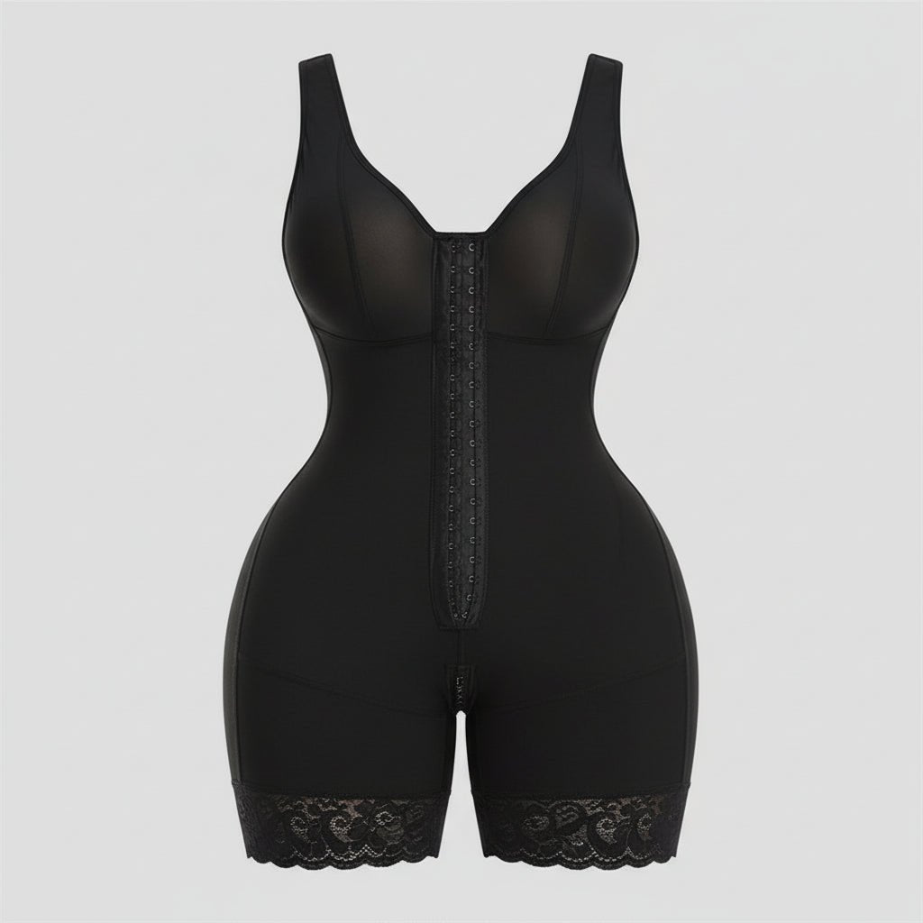 Women Full Body Shaper Tummy Control Butt Lifter Zipper Crotch