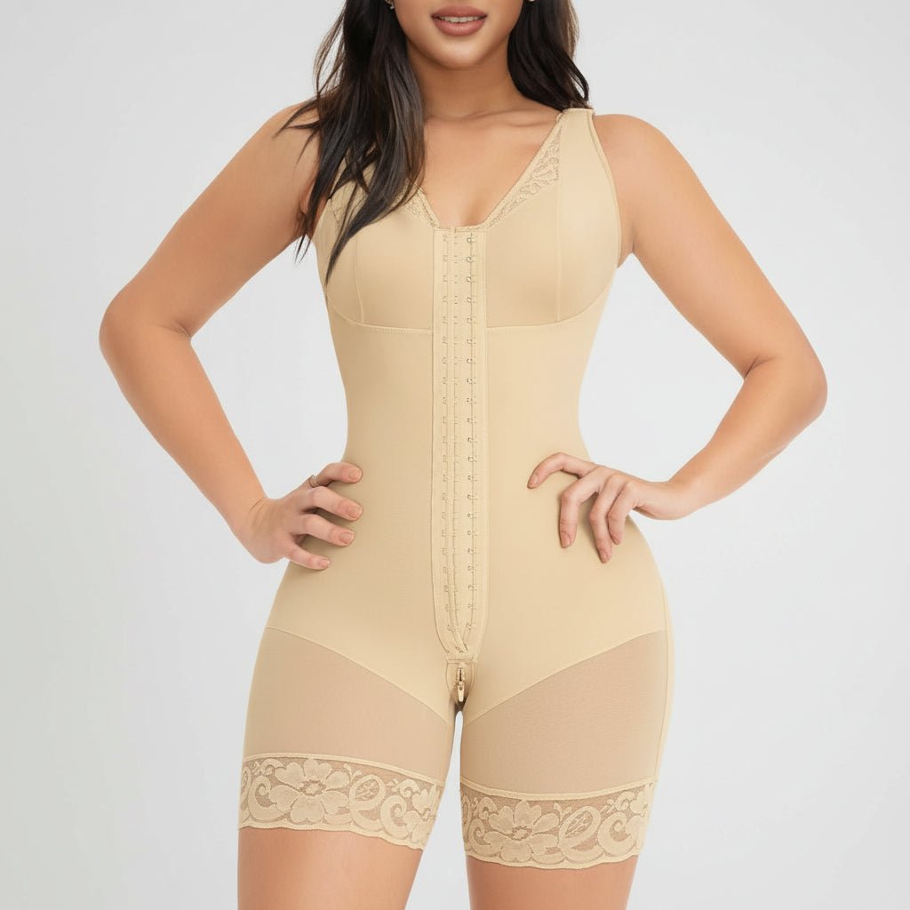 Women Full Body Shaper Tummy Control Butt Lifter Zipper Crotch