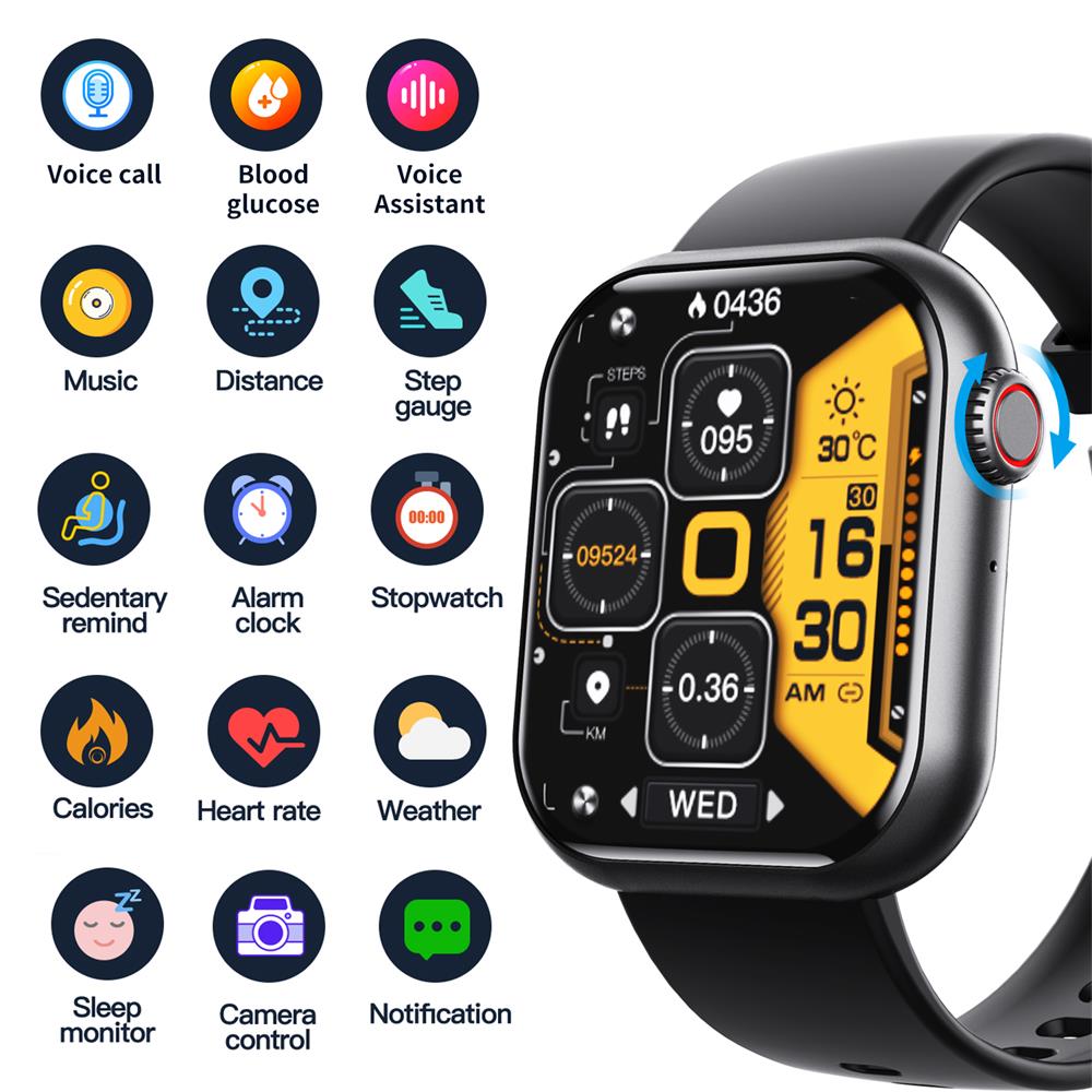 Heart Rate &amp; Blood Pressure Monitor Square Smartwatch Fitness Tracker